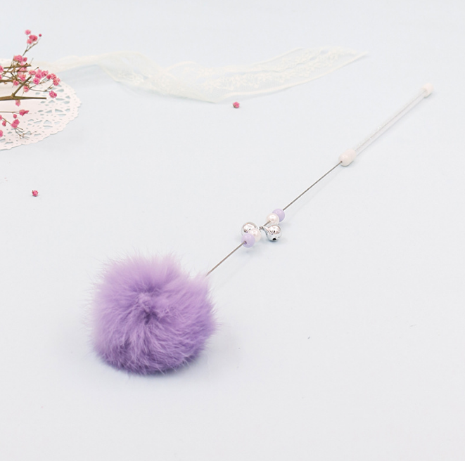 Colorful Pom Pom Cat Teaser Wand Toy