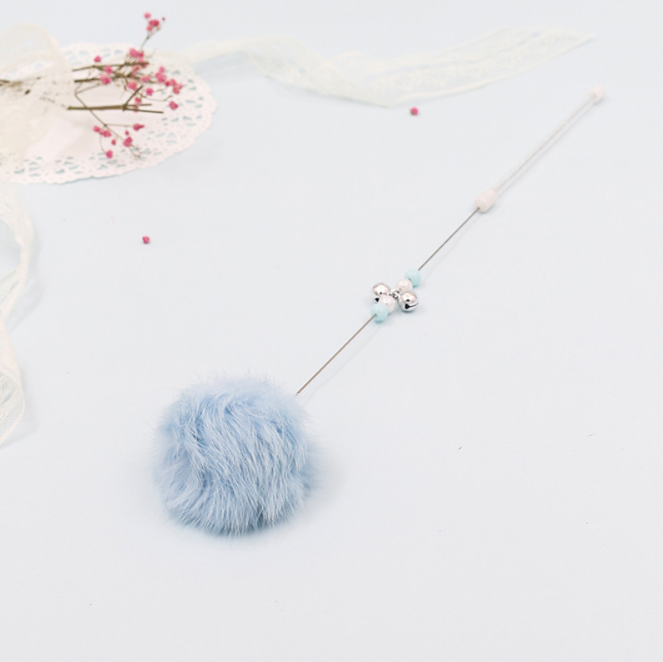 Colorful Pom Pom Cat Teaser Wand Toy