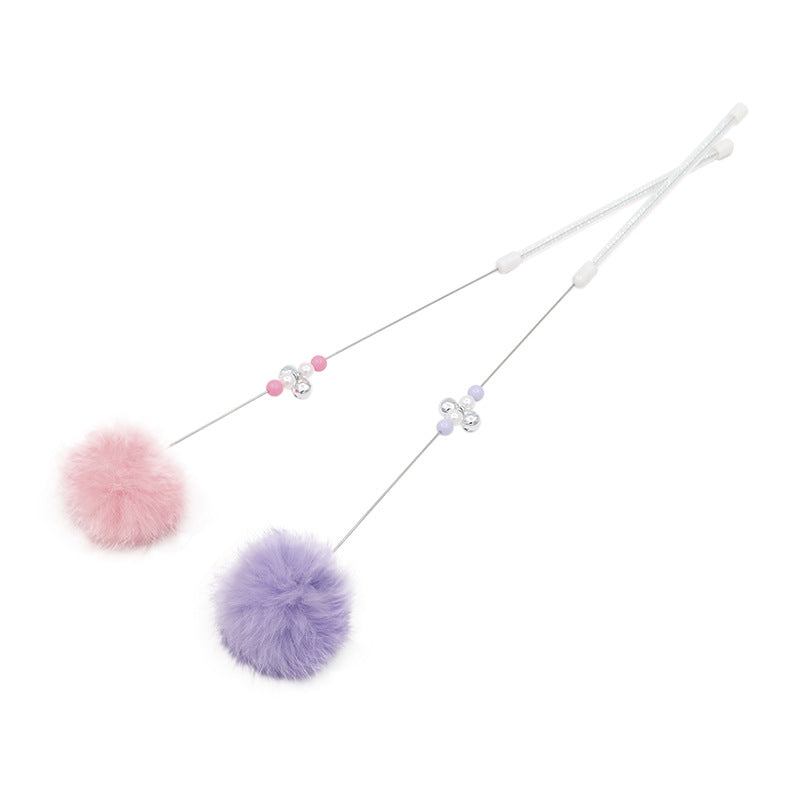 Colorful Pom Pom Cat Teaser Wand Toy