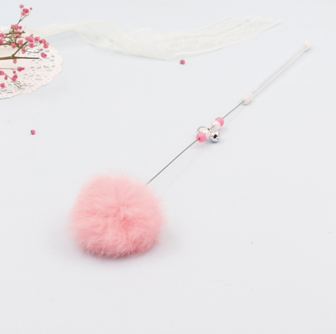 Colorful Pom Pom Cat Teaser Wand Toy